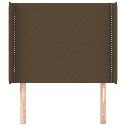 Sengegavl med kanter 103x16x118/128 cm stof mørkebrun