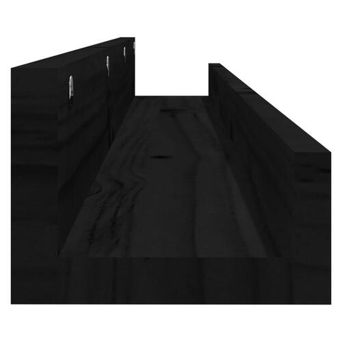 Væghylder 2 stk. 110x12x9 cm massivt fyrretræ sort
