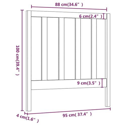 Sengegavl 95x4x100 cm massivt fyrretræ hvid