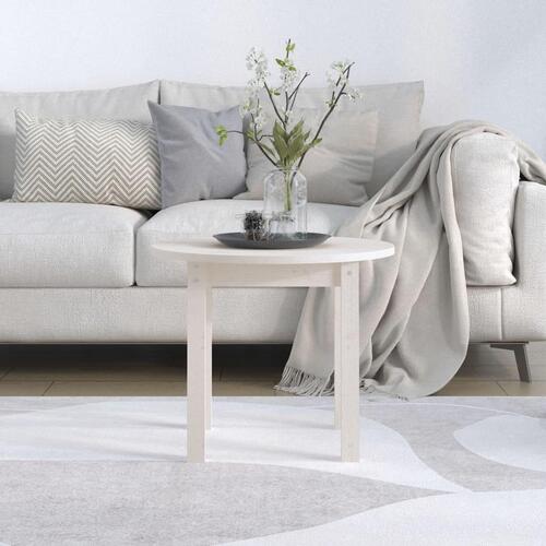 Sofabord Ø 55x45 cm massivt fyrretræ hvid