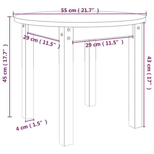 Sofabord Ø 55x45 cm massivt fyrretræ hvid