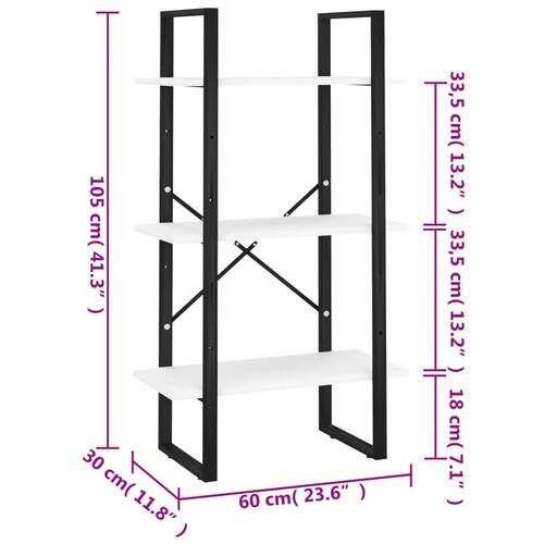 Opbevaringsreol 60x30x105 cm konstrueret træ hvid