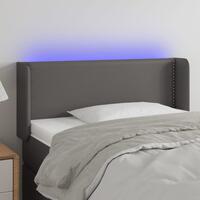 Sengegavl med LED-lys 93x16x78/88 cm kunstlæder grå