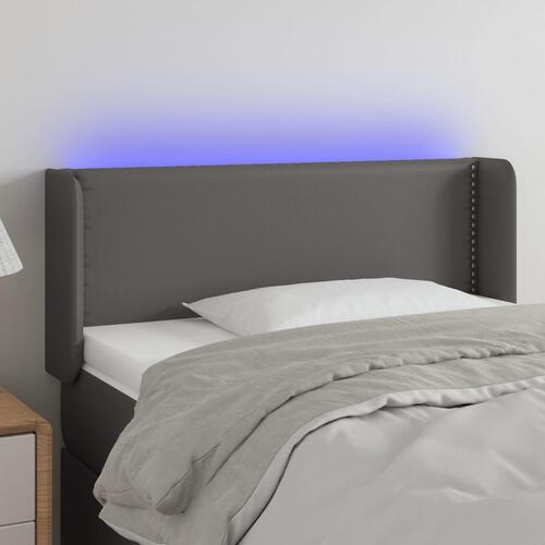 Sengegavl med LED-lys 93x16x78/88 cm kunstlæder grå