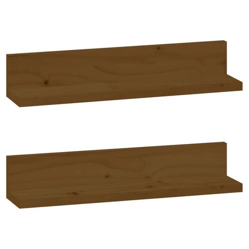 Væghylder 2 stk. 50x11x9 cm massivt fyrretræ gyldenbrun