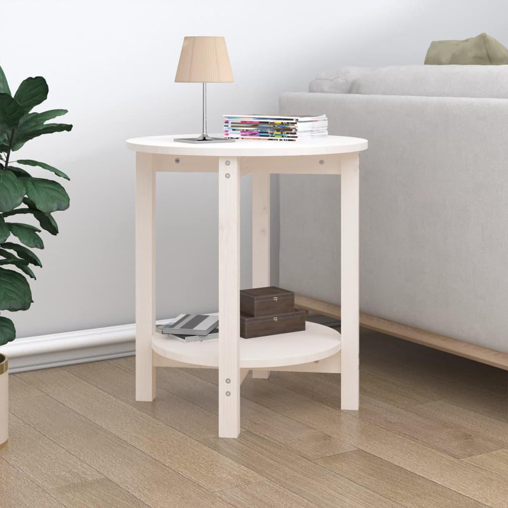 Sofabord Ø 55x60 cm massivt fyrretræ hvid