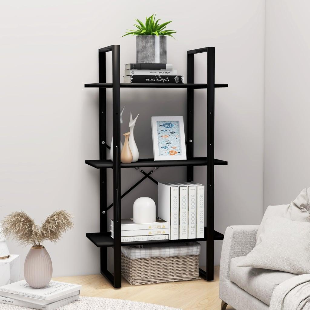 Opbevaringsreol 60x30x105 cm konstrueret træ sort
