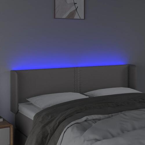 Sengegavl med LED-lys 147x16x78/88 cm kunstlæder grå