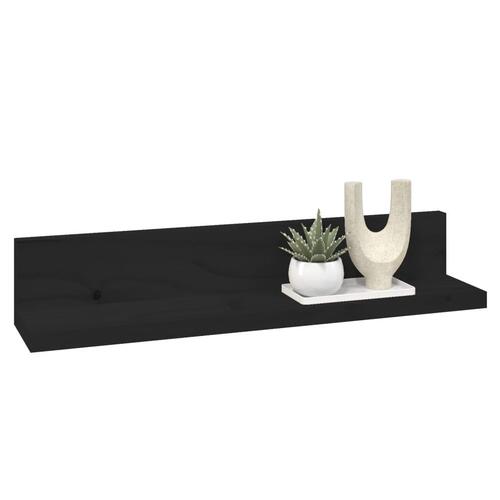 Væghylder 2 stk. 50x11x9 cm massivt fyrretræ sort