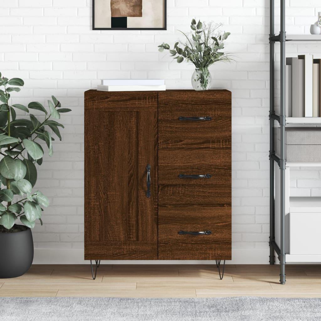 Skænk 69,5x34x90 cm konstrueret træ brun egetræsfarve