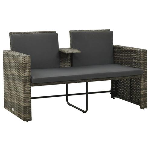 Loungesæt til haven 3 dele med hynder polyrattan grå