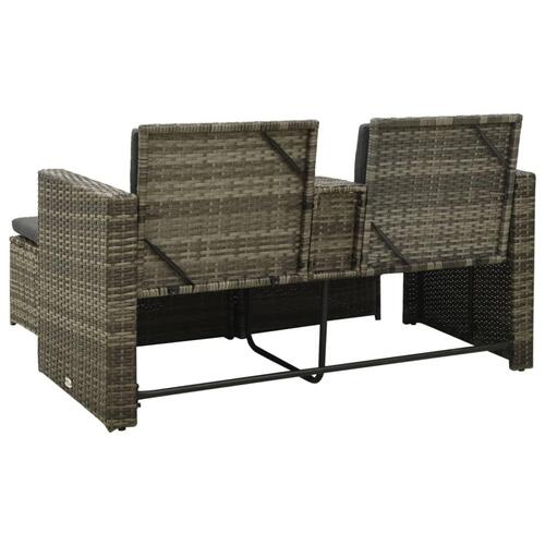Loungesæt til haven 3 dele med hynder polyrattan grå