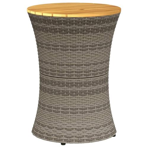 Sidebord trommeformet polyrattan og massivt træ grå