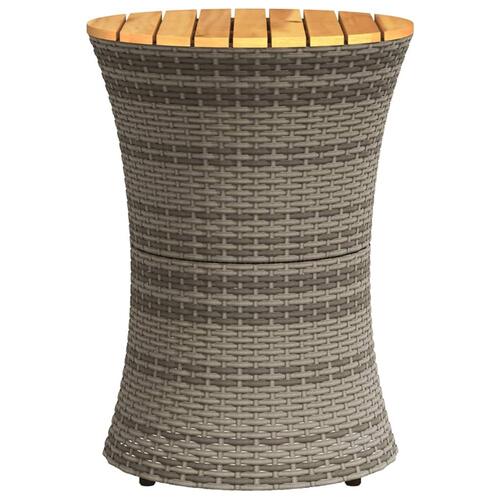 Sidebord trommeformet polyrattan og massivt træ grå