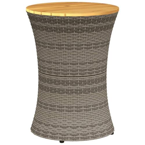 Sidebord trommeformet polyrattan og massivt træ grå