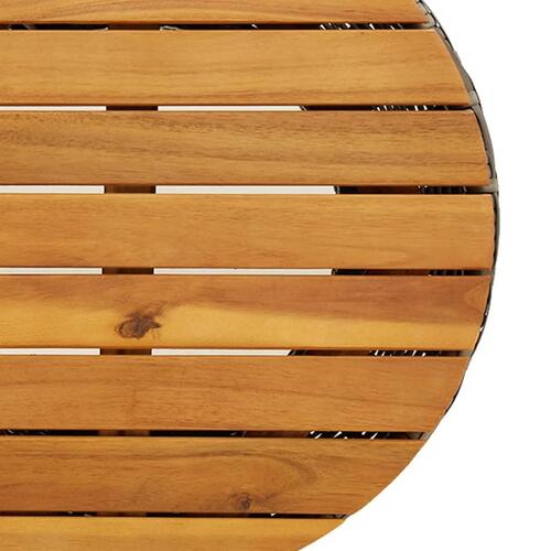 Sidebord trommeformet polyrattan og massivt træ grå