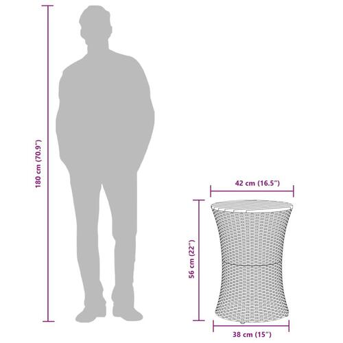 Sidebord trommeformet polyrattan og massivt træ grå