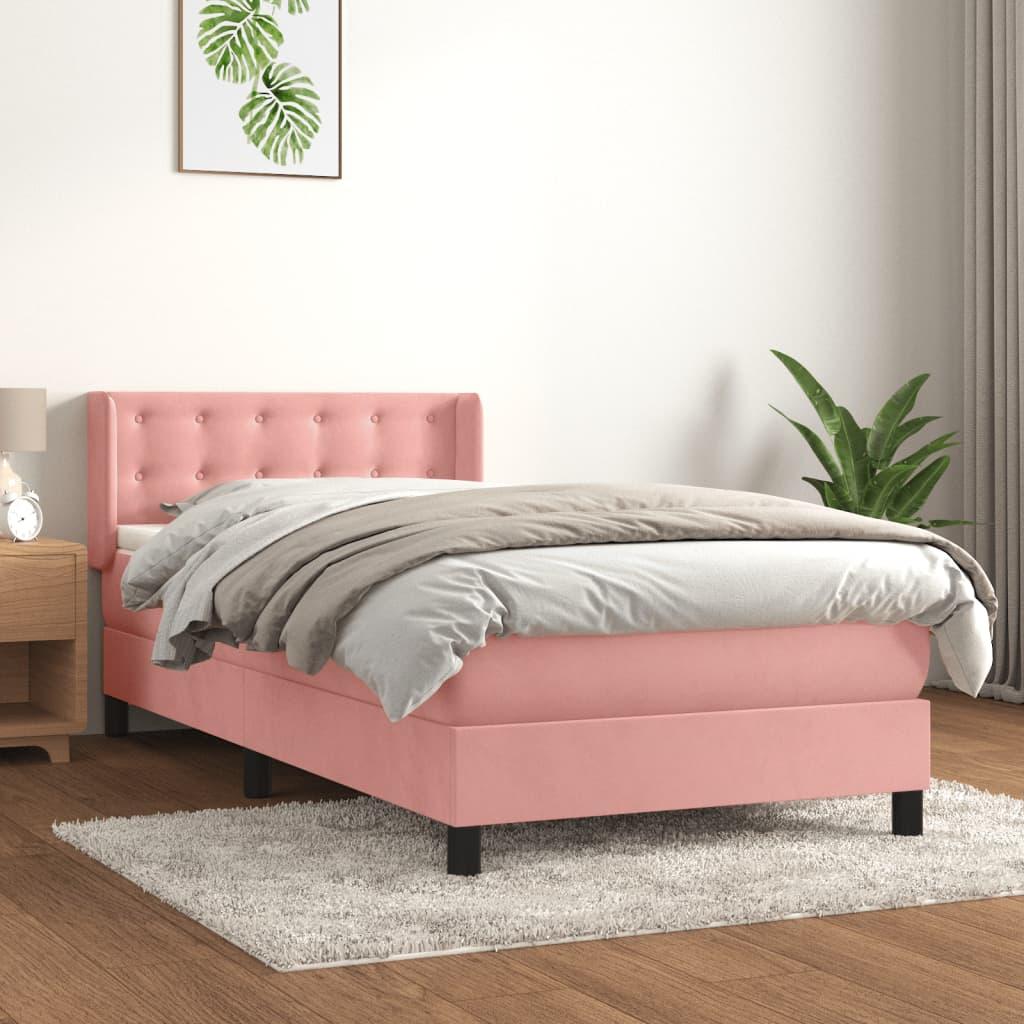 Kontinentalseng med madras 90x190 cm fløjl pink billede
