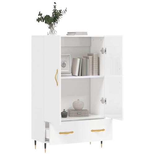 Skab 69,5x31x115 cm konstrueret træ hvid højglans