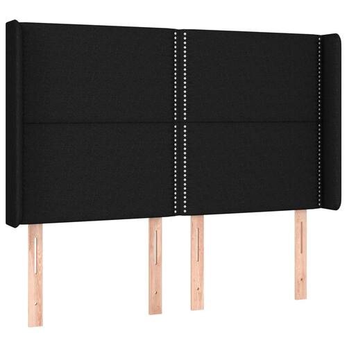 Sengegavl med kanter 147x16x118/128 cm stof sort