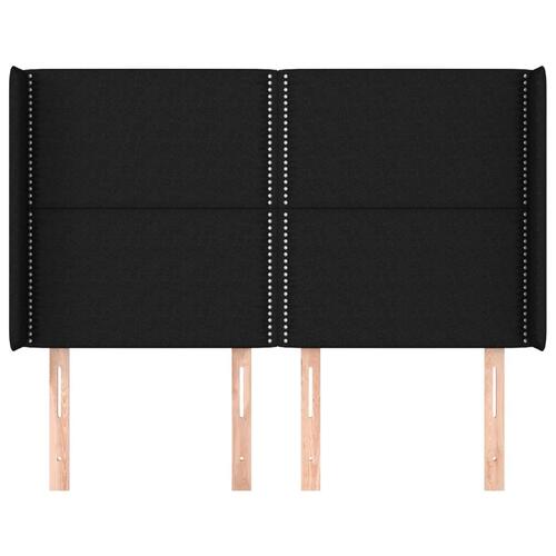 Sengegavl med kanter 147x16x118/128 cm stof sort