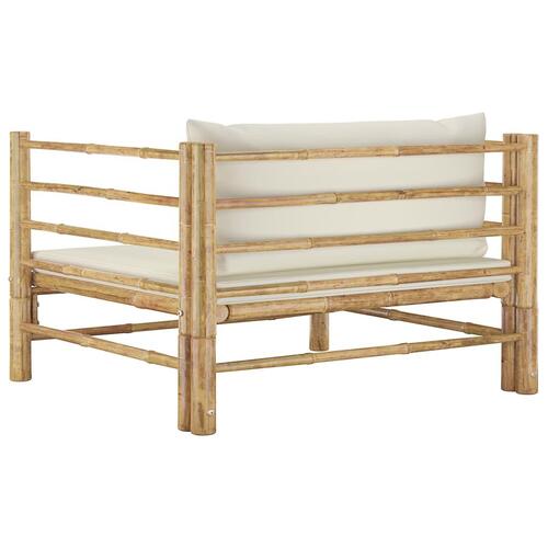 Havesofa med cremehvide hynder bambus
