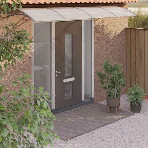Dørmarkise i grå polycarbonat 400 × 100 cm