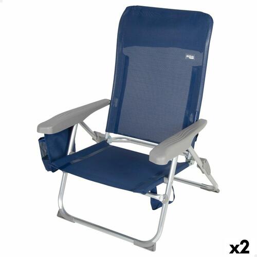 Strandstol Aktive Slim Foldbar Marineblå 47 x 87 x 58 cm (2 enheder)