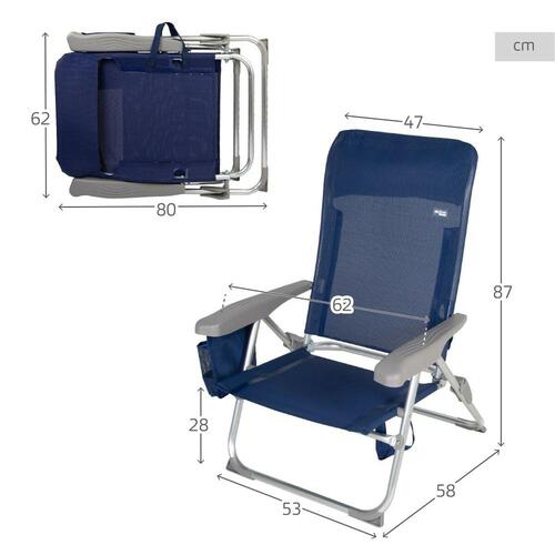 Strandstol Aktive Slim Foldbar Marineblå 47 x 87 x 58 cm (2 enheder)