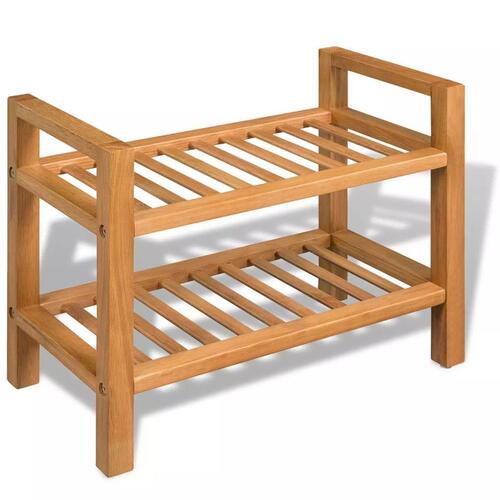 Skostativ med 2 hylder 49,5x27x40 cm massivt egetræ