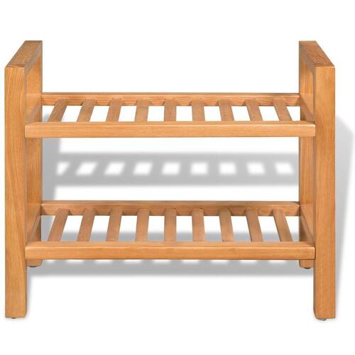 Skostativ med 2 hylder 49,5x27x40 cm massivt egetræ