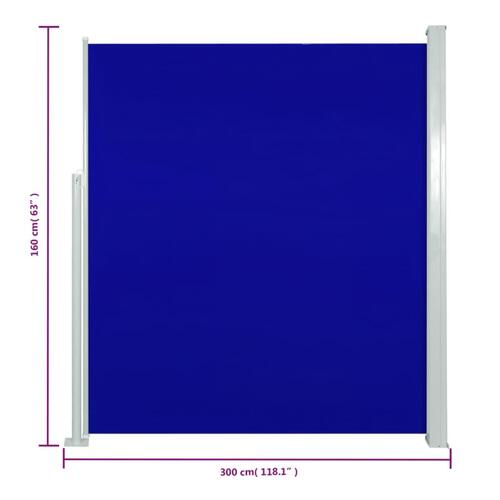 Sammenrullelig sidemarkise til terrassen 160 x 300 cm blå
