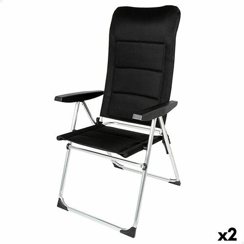 Strandstol Aktive Deluxe Foldbar Sort 49 x 123 x 67 cm (2 enheder)