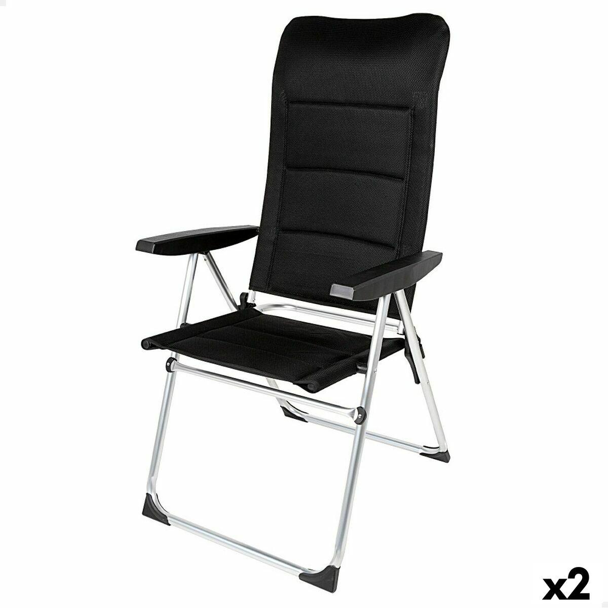 Strandstol Aktive Deluxe Foldbar Sort 49 x 123 x 67 cm (2 enheder)