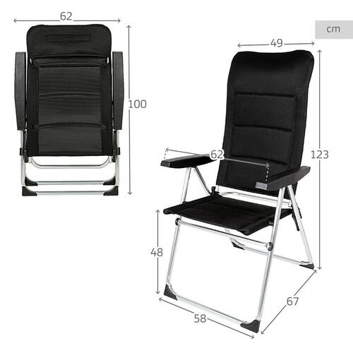 Strandstol Aktive Deluxe Foldbar Sort 49 x 123 x 67 cm (2 enheder)