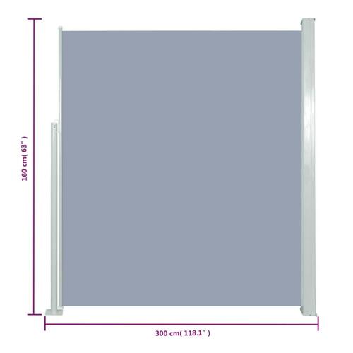 Sammenrullelig sidemarkise til terrassen 160 x 300 cm grå