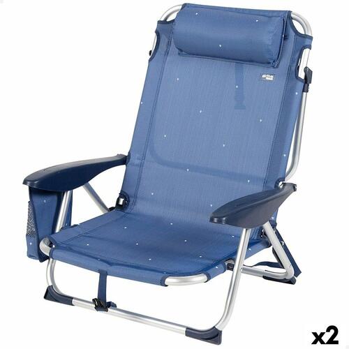 Strandstol Aktive Foldbar Marineblå 51 x 76 x 45 cm (2 enheder)