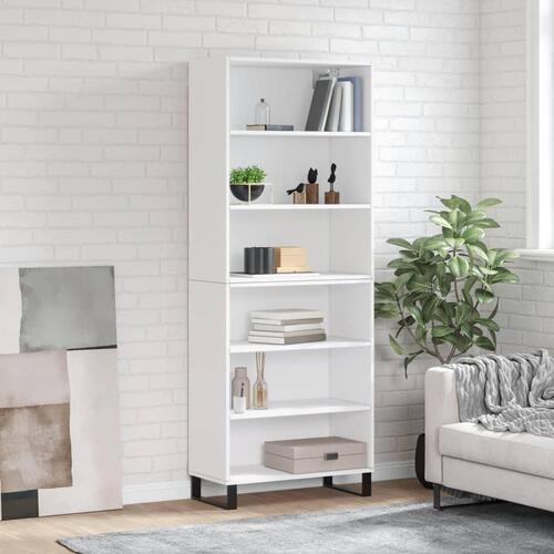 Reol 69,5x32,5x180 cm konstrueret træ hvid