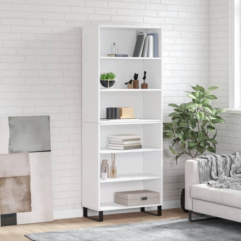 Reol 69,5x32,5x180 cm konstrueret træ hvid