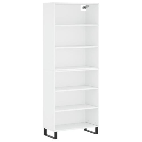 Reol 69,5x32,5x180 cm konstrueret træ hvid