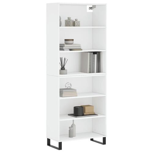 Reol 69,5x32,5x180 cm konstrueret træ hvid