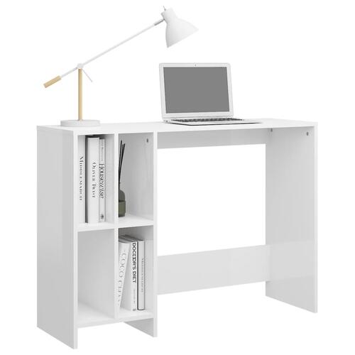 Skrivebord 102,5x35x75 cm konstrueret træ hvid højglans
