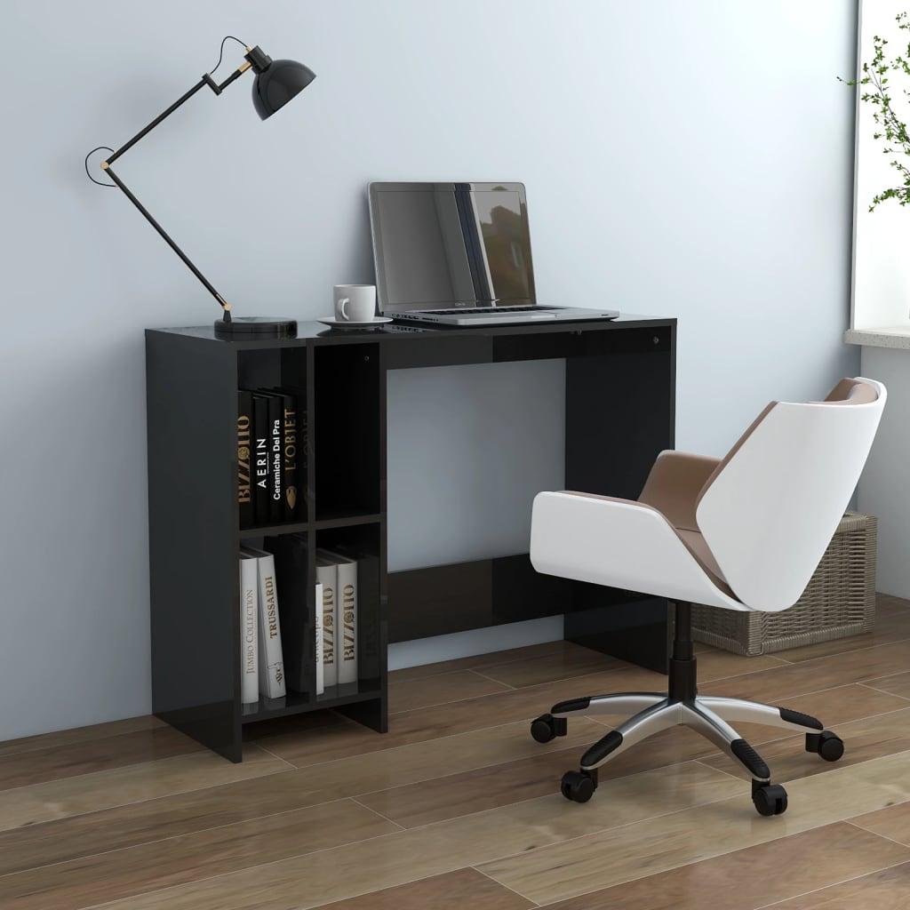 Skrivebord 102,5x35x75 cm konstrueret træ sort højglans