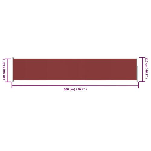 Sammenrullelig sidemarkise til terrassen 117x600 cm rød