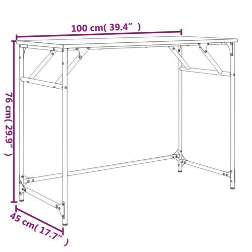 Skrivebord 100x45x76 cm konstrueret træ og stål grå sonoma-eg