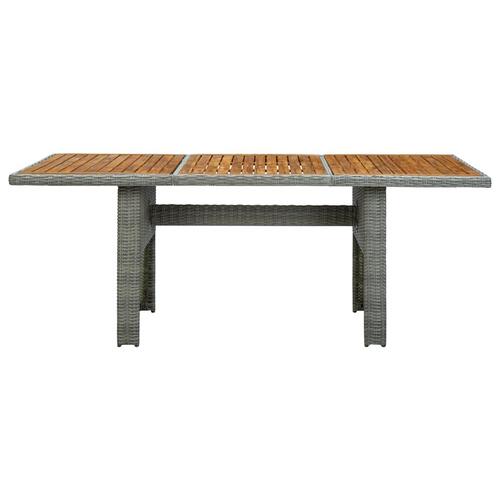 Havebord polyrattan og massivt akacietræ lysegrå