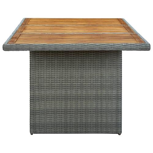 Havebord polyrattan og massivt akacietræ lysegrå
