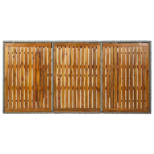Havebord polyrattan og massivt akacietræ lysegrå