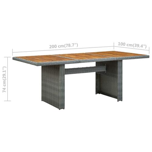 Havebord polyrattan og massivt akacietræ lysegrå