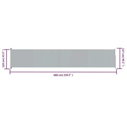 Sammenrullelig sidemarkise til terrassen 117x600 cm grå